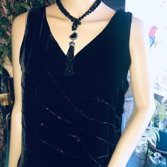 STUNNING BEADED SILK VELVET TOP - Picture 1 of 4